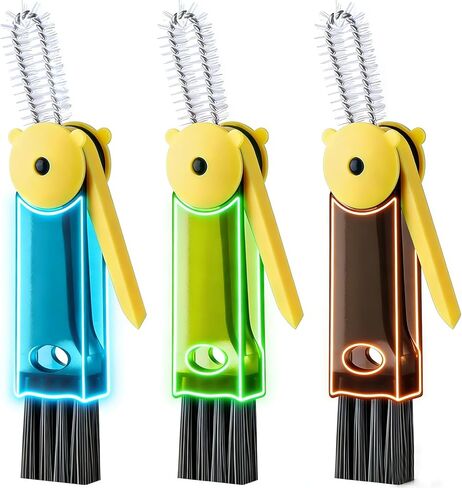 3 in 1 Cup Lid Cleaning Brush, 4PCS Multifunctional Crevice Cleaning Brush for Water Bottle Insulated Cup Tumbler Lid Groove Narrow Space Detail Cleaner Home Kitchen Gadgets in Saudi Arabia