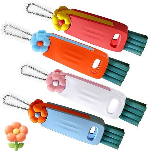 3 in 1 Cup Lid Cleaning Brush, 4PCS Multifunctional Crevice Cleaning Brush for Water Bottle Insulated Cup Tumbler Lid Groove Narrow Space Detail Cleaner Home Kitchen Gadgets in Saudi Arabia