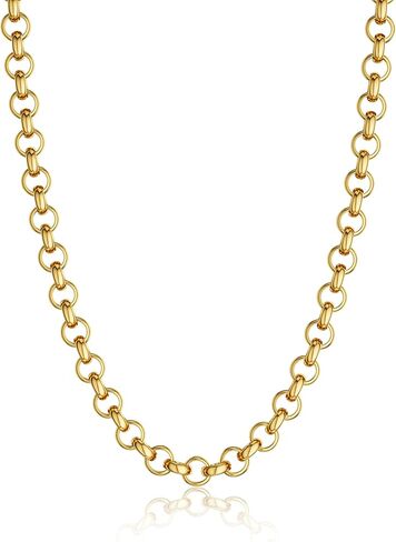 Gold Necklace for Women, 14K Gold Plated Chunky Cuban Link Chain Herringbone Paperclip Box Chain Choker Necklaces for Women Trendy Non Tarnish Jewelry Gifts in Saudi Arabia