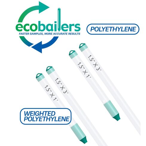 EcoBailer Weighted Polyethylene Disposable Bailer ECOPE-153W 1.5" OD x 3 Ft Groundwater Monitoring Well Sampler with Emptying Device, 1028 mL Capacity Hydrodynamic Sampling Tube, 24 Pack in Saudi Arabia