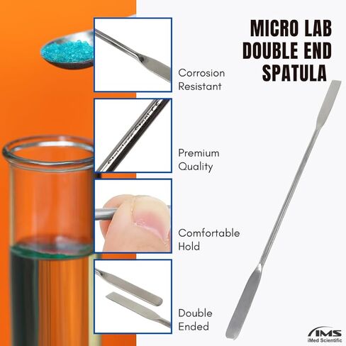 ملعقة مختبر صغيرة من الفولاذ المقاوم للصدأ ذات طرفين، عينة صغيرة مربعة/دائرية - 9 بوصة (1) in Kuwait