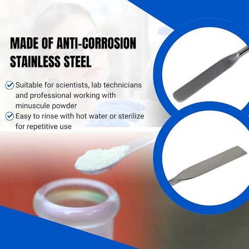 ملعقة مختبر صغيرة من الفولاذ المقاوم للصدأ ذات طرفين، عينة صغيرة مربعة/دائرية - 9 بوصة (1) in Kuwait