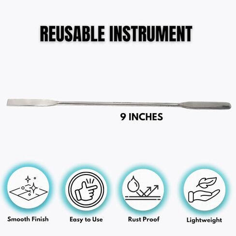 ملعقة مختبر صغيرة من الفولاذ المقاوم للصدأ ذات طرفين، عينة صغيرة مربعة/دائرية - 9 بوصة (1) in Kuwait