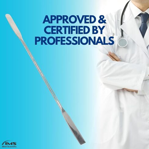 ملعقة مختبر صغيرة من الفولاذ المقاوم للصدأ ذات طرفين، عينة صغيرة مربعة/دائرية - 9 بوصة (1) in Kuwait