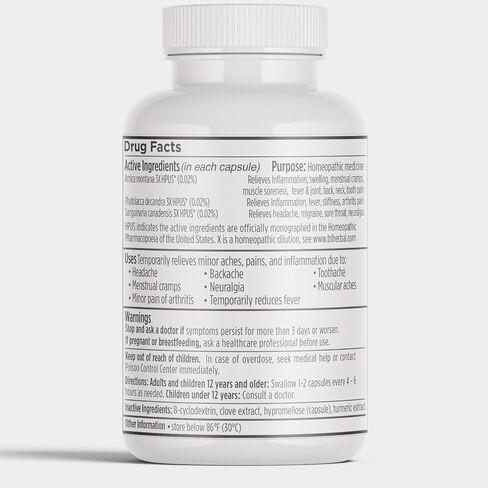 Natural Pain Reliever – Minor Aches & Pains: Backache, Headache, Menstrual Cramps, Joint Soreness & Muscle Aches. Triple Action - Arnica, Phytolacca, Sanguinaria. (60 Count) in Saudi Arabia
