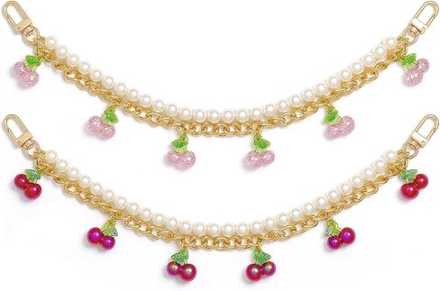 2Pcs Purse Extender Chain, Gold Handbag Straps Cute Flower Cherry Pearl Metal Purse Strap Extender in Saudi Arabia