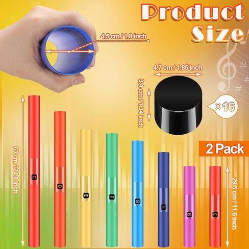 Silipull 16 Pcs Musical Sound Tube Percussion Tube Set with Percussion Caps Music Instruments for Outdoor Classroom in Saudi Arabia