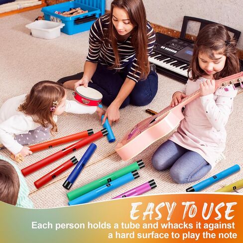 Silipull 16 Pcs Musical Sound Tube Percussion Tube Set with Percussion Caps Music Instruments for Outdoor Classroom in Saudi Arabia
