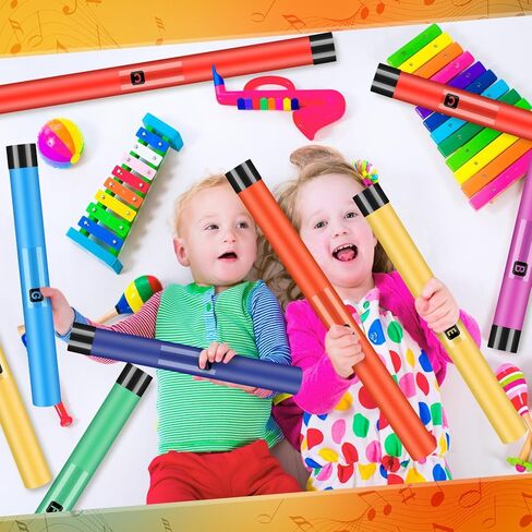 Silipull 16 Pcs Musical Sound Tube Percussion Tube Set with Percussion Caps Music Instruments for Outdoor Classroom in Saudi Arabia