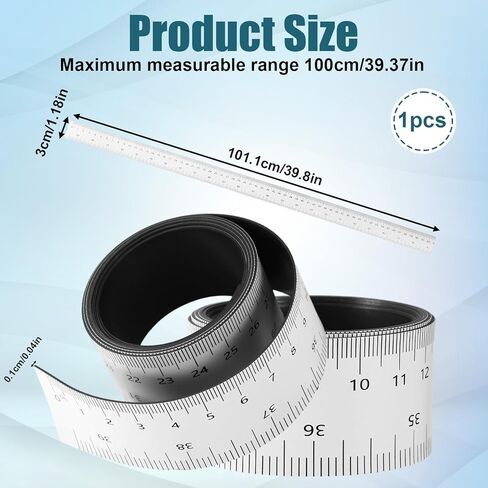 Magnetic Ruler Tape, 39.37 Inch Flexible Magnetic Measuring Tape with Inches & Centimeters for Classroom Whiteboard Workshop Milling Machines Drawing and Craft Table in Saudi Arabia