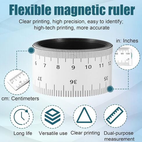 Magnetic Ruler Tape, 39.37 Inch Flexible Magnetic Measuring Tape with Inches & Centimeters for Classroom Whiteboard Workshop Milling Machines Drawing and Craft Table in Saudi Arabia