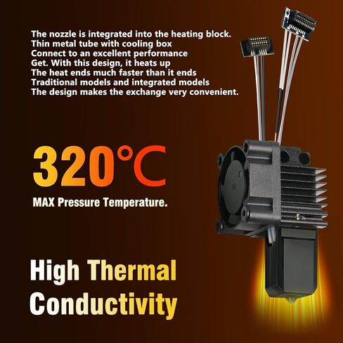 مجموعة Hotend كاملة 0.4 مم P1S مع أطراف فوهة إضافية (0.2 مم 0.4 مم 0.6 مم 0.8 مم)، مجموعة فوهات فولاذية صلبة كاملة لطابعة Bambu Lab P1S/P1P ثلاثية الأبعاد، استبدال رأس الطباعة Hotend in Kuwait