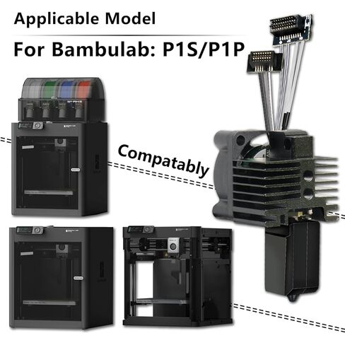 مجموعة Hotend كاملة 0.4 مم P1S مع أطراف فوهة إضافية (0.2 مم 0.4 مم 0.6 مم 0.8 مم)، مجموعة فوهات فولاذية صلبة كاملة لطابعة Bambu Lab P1S/P1P ثلاثية الأبعاد، استبدال رأس الطباعة Hotend in Kuwait