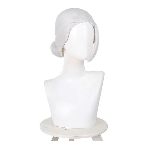 Cosplay Wig Hik Aru Hair Short White Hairs Slightly Wavy Costume Accessory Adult Unisex Party Halloween Christmas in Saudi Arabia