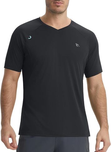 BALEAF Men's UV Protection Sun Shirts Rash Guard UPF 50+ Moisture Wicking V Neck Short Sleeve Workout Tee Outdoor Athletic in Saudi Arabia