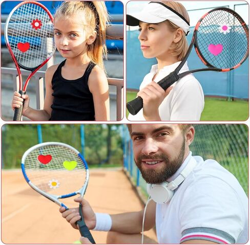 4Pcs Tennis Racket Dampener, Silicone Tennis Dampener for Racket, Heart & Flower Racket String Damping Tennis Accessories for Tennis Racquet in Saudi Arabia
