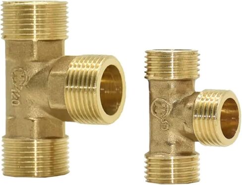 2pcs Male 1/2 3/4 Plumbing T Type Connector Brass G1/2 G3/4 Tee Water Splitter Threaded Connector Pipe Fittings(1I2) in Saudi Arabia