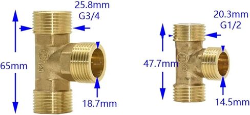 2pcs Male 1/2 3/4 Plumbing T Type Connector Brass G1/2 G3/4 Tee Water Splitter Threaded Connector Pipe Fittings(1I2) in Saudi Arabia