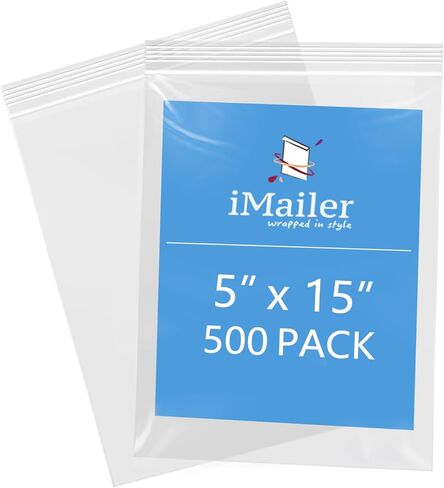 iMailer - 5 × 15 بوصة 500 عبوة - 2 مل أكياس بسحاب قابلة للإغلاق - أكياس بلاستيكية شفافة صغيرة للتخزين والتنظيم والحرف اليدوية والوجبات الخفيفة والمجوهرات والأجهزة in Saudi Arabia