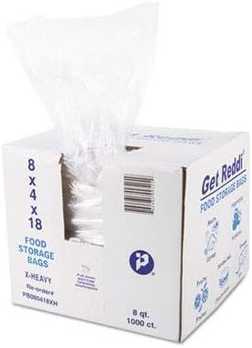 حقيبة طعام متعددة الأغراض قابلة لإعادة الاستخدام من Inteplast، مقاس 8 × 4 × 18، أبيض، بولي إيثيلين (PE)، إغلاق بالسحب in Kuwait