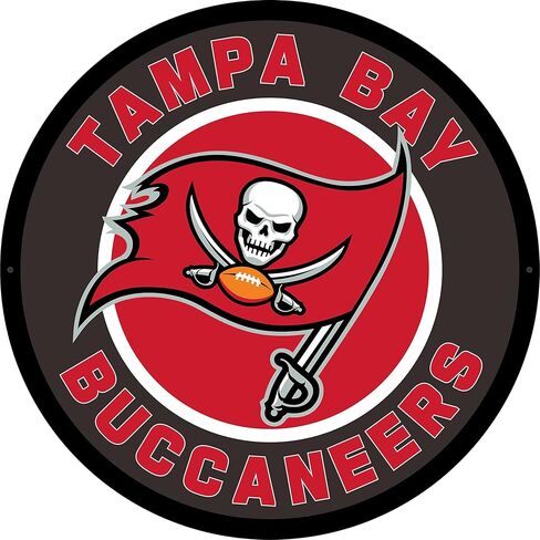 Team Sports America Evergreen NFL Tampa Bay Buccaneers | Ultra-Thin LED Light Wall Sign Décor | 23 Inch Round | Made in USA in Saudi Arabia