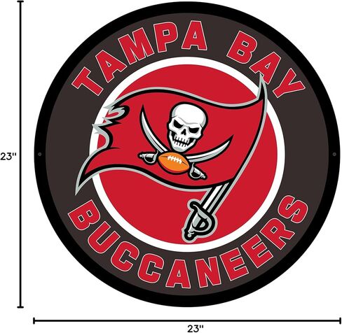 Team Sports America Evergreen NFL Tampa Bay Buccaneers | Ultra-Thin LED Light Wall Sign Décor | 23 Inch Round | Made in USA in Saudi Arabia