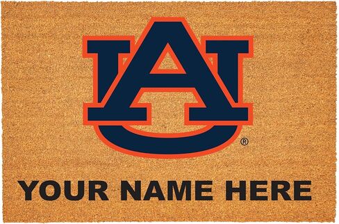 NCAA Auburn University Personalized Large Coir Doormat 2'x3' (36"x24"), Custom Name Front Door Mat with Non-Slip Rubber Back, Indoor Outdoor Entrance Rug Welcome Mats for Porch Patio Deck in Saudi Arabia