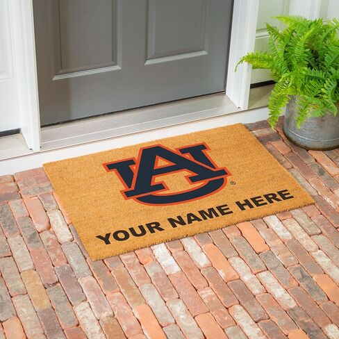 NCAA Auburn University Personalized Large Coir Doormat 2'x3' (36"x24"), Custom Name Front Door Mat with Non-Slip Rubber Back, Indoor Outdoor Entrance Rug Welcome Mats for Porch Patio Deck in Saudi Arabia