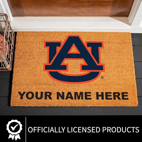 NCAA Auburn University Personalized Large Coir Doormat 2'x3' (36"x24"), Custom Name Front Door Mat with Non-Slip Rubber Back, Indoor Outdoor Entrance Rug Welcome Mats for Porch Patio Deck in Saudi Arabia