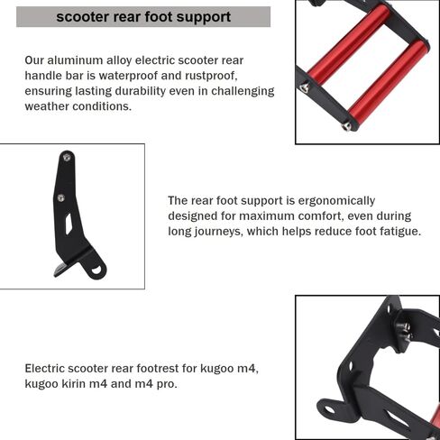 Electric Scooter Rear Foot Support Aluminum Alloy Electric Scooter Rear Handle Bar Accessories with High Comfort Enhanced Control for KUGOO M4 Pro in Saudi Arabia