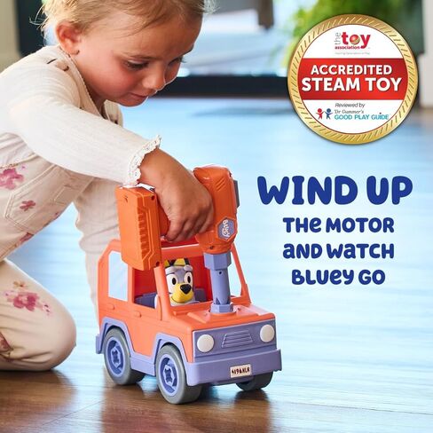BUILD-A-BUDDY Bluey Car - مركبة مزودة بمحرك قابلة للبناء للعب بعيدًا - تتضمن شخصية زرقاء ومثقاب لعبة - هدايا للأطفال وحشوات تخزين - للأعمار من 3 سنوات فما فوق in Kuwait