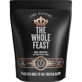 The Fittest Whole Feast Beef Protein Powder - Milk Chocolate - Grass Fed Nose to Tail Carnivore Blend Including Liver, Colostrum and Whole Bone - BCAAs - 14g Collagen, 21g Total Protein in Saudi Arabia
