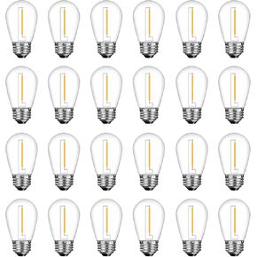 GvvooHome 48 حزمة S14 LED لمبات الإضاءة البديلة، بلاستيك مقاوم للكسر 1 وات لمبات إضاءة خارجية للفناء والحديقة ومقاومة للماء، قاعدة لولبية متوسطة عادية E26، أبيض دافئ in Kuwait