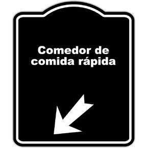 Comedor de comida rápida Spanish Black Sign Arrow Down Left Aluminum Composite Sign 8.5 x 10 inches in Kuwait