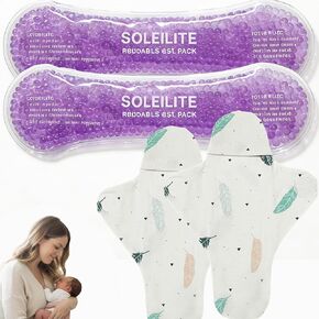 2 Pack Reusable Perineal Ice Packs for Postpartum Care - Hot & Cold Gel Pads with Washable Cotton Cover - Relief for Postpartum Pain, Hemorrhoids, Perineal Soreness & Swelling After Delivery, Purple in Saudi Arabia