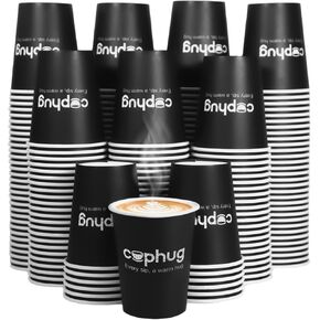 12 oz Disposable Coffee Cups with Lids, Sleeves and Straws 100Pack, Thickened Leak-Proof Insulated Paper Cups for Hot Drinks, Home, Office, Cafe, Party in Saudi Arabia