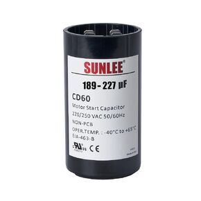 SUNLEE UL معترف به 189-227 فائق التوهج (MFD) 220-250 VAC CD60 مكثف بدء تشغيل المحرك الدائري، ±20%، 50/60 هرتز، بديل لمحرك التيار المتردد أحادي الطور، مضخة حمام السباحة أو مضخة الآبار in Kuwait