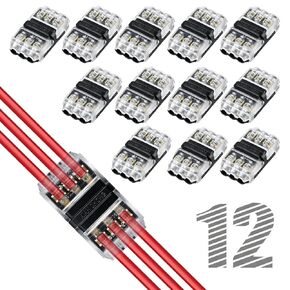 موصلات أسلاك منخفضة الجهد، موصلات لصق سلكية سريعة بدون لحام ثنائية الاتجاه و3 دبابيس، صنبور سلك بدون شريط لسلك 20-24 AWG، جهاز ربط سلكي مدمج لشريط LED، إضاءة السيارات والمناظر الطبيعية (12 قطعة) in Kuwait