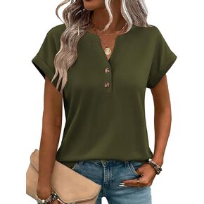 Zeagoo Women Tops Summer Short Sleeve T Shirts V Neck Dressy Casual Work Blouses Fashion Boho Clothes S-3XL in Saudi Arabia