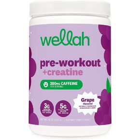 Wellah ما قبل التمرين + مسحوق الكرياتين (30 حصة) العنب - 200 مجم كافيين، 3 جم كرياتين مونوهيدرات، 5 جم سيترولين مالات، ما قبل التمرين مع مكمل الكرياتين in Kuwait