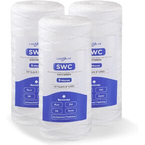 5 ميكرون 10 × 4.5 بوصة استبدال خرطوشة فلتر مياه بئر الرواسب المنزلية بالكامل لـ CW5-BBS، WP5BB97P، 355214-43، SWC-45-1005، WPX5BB97P، PC40، PC10، RS22، 84637، CW25-BBS (عبوة من 3) in Kuwait