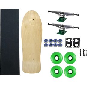 Moose Old School 80's Skateboard Complete 30" Natural with Hollow 7.0 Silver/Green Trucks, 58mm Green Wheels in Saudi Arabia