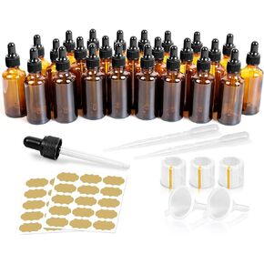 GMISUN Tincture Bottles With Dropper, 25 Pack 2 Oz Amber Glass Dropper Bottle with Eye Dropper, 60ml Empty Oil Dropper Bottle For Essential Oils, Tinctures, Medicine - with Heat Shrink Wrap in Saudi Arabia