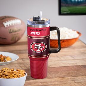 NFL San Francisco 49ers Stainless Steel Tumbler with Handle and Straw, 40oz Double Wall Insulated Cup with Lid, BPA-Free Water Bottle, Officially Licensed Football Travel Mug for coffee, tea in Kuwait