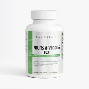 Fruits and Veggies 10X Daily Nutrition Support, Capsules, Plant-Based Blend with Apple Fiber, Beet Root, Blueberry, Carrot, Ginger, Digestive & Cardiovascular Health Support, 60 Capsules in Saudi Arabia
