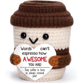 هدية تقدير صغيرة من OCCdesign للنساء والرجال وزملاء العمل والمعلمين والممرضات والممرضات المصنوعة يدويًا من الكروشيه كوب قهوة شكرًا لك هدية للأصدقاء وزملاء الغرف والموظفين والمتطوعين وديكور مكتب عيد الميلاد in Kuwait
