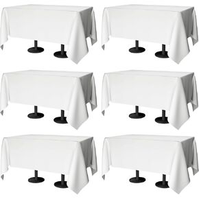 70x120 Table Cloth - 6 Pack Rectangular White Washable Stain and Wrinkle Resistant Polyester Table Cover for Dining Tables, Various Parties and Camping (White) in Saudi Arabia