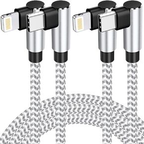 2 حزمة كابل USB C إلى USB C بطول 10 أقدام 60 وات، سلك شاحن سريع طويل من النوع C إلى C لسلسلة iPhone Air 17/16/15، شاحن هاتف جانبي بزاوية يمين لسلسلة Samsung Galaxy Ultra S25/S24 /S23، بكسل، مفتاح in Kuwait