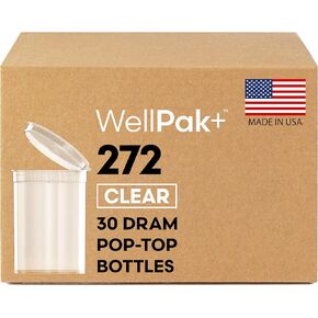 30 Dram Pop Top Bottles with Caps Clear 272 qty.- Durable Smell-Proof Medicine Containers for Storage, Small Empty Pill Vials, Versatile Plastic Jars for Medication & More in Saudi Arabia