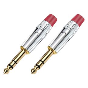 2 قطعة 6.35 مللي متر جاك 3 القطب ستيريو 6.3 مللي متر ذكر التوصيل لحام سلك موصل النحاس 1/4 بوصة ميكروفون التوصيل (الأحمر) in Kuwait